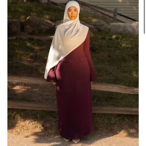 Talia burgundy. Batul the Collection Modest Long Sleeve Maxi Dress in Deep Plum